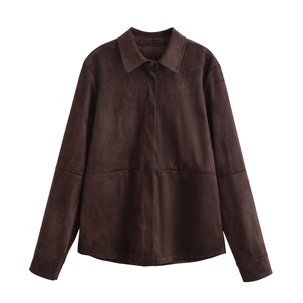 Zweiteiliges Set mit Hemd & Hose aus Samtleder – Stilvoll & Modern