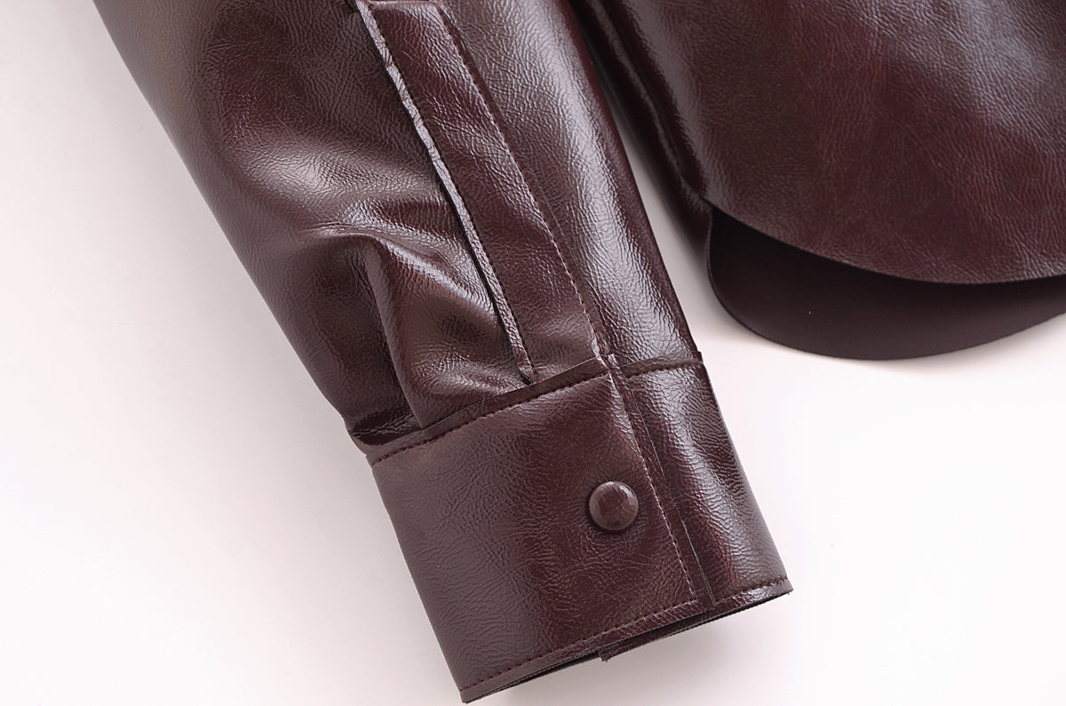 Kunstleder Set mit Hemd-Jacke und Rock