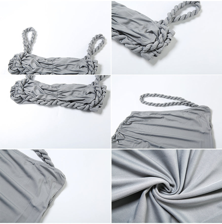 2 Pieces Plissee-Set mit Crop-Top und Maxirock