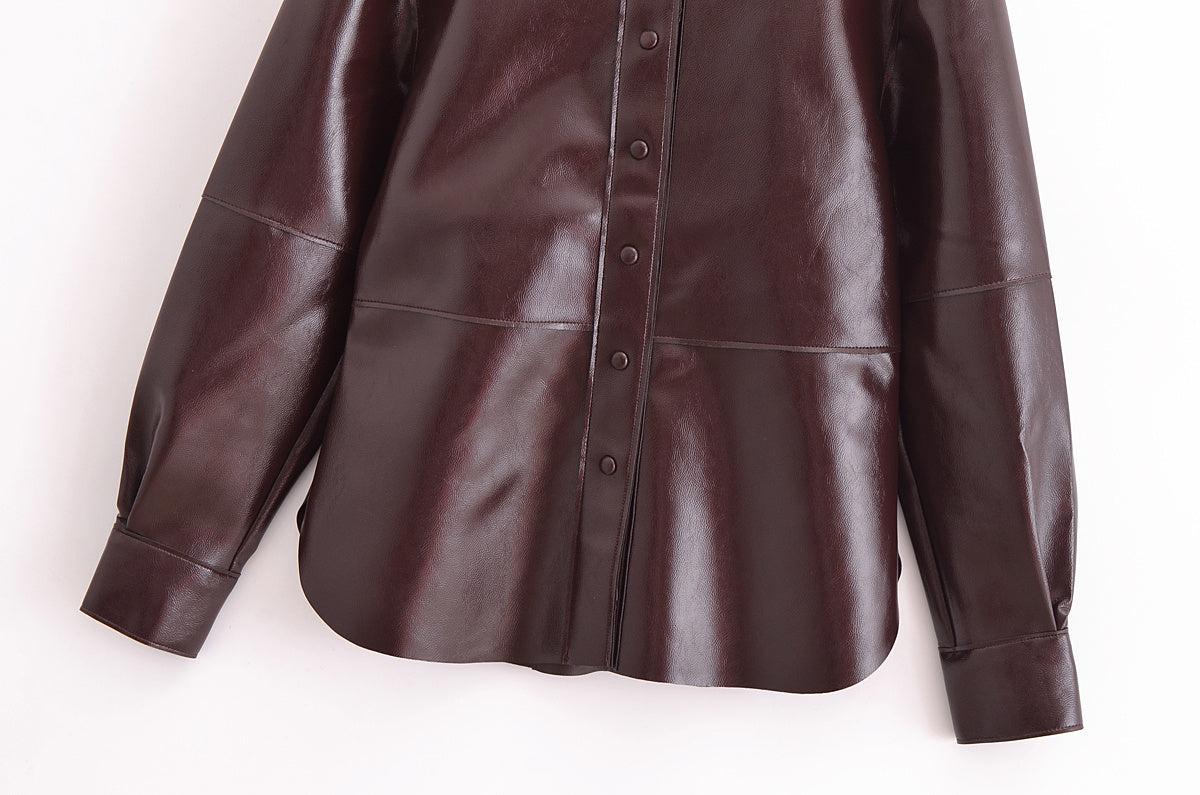 Kunstleder Set mit Hemd-Jacke und Rock
