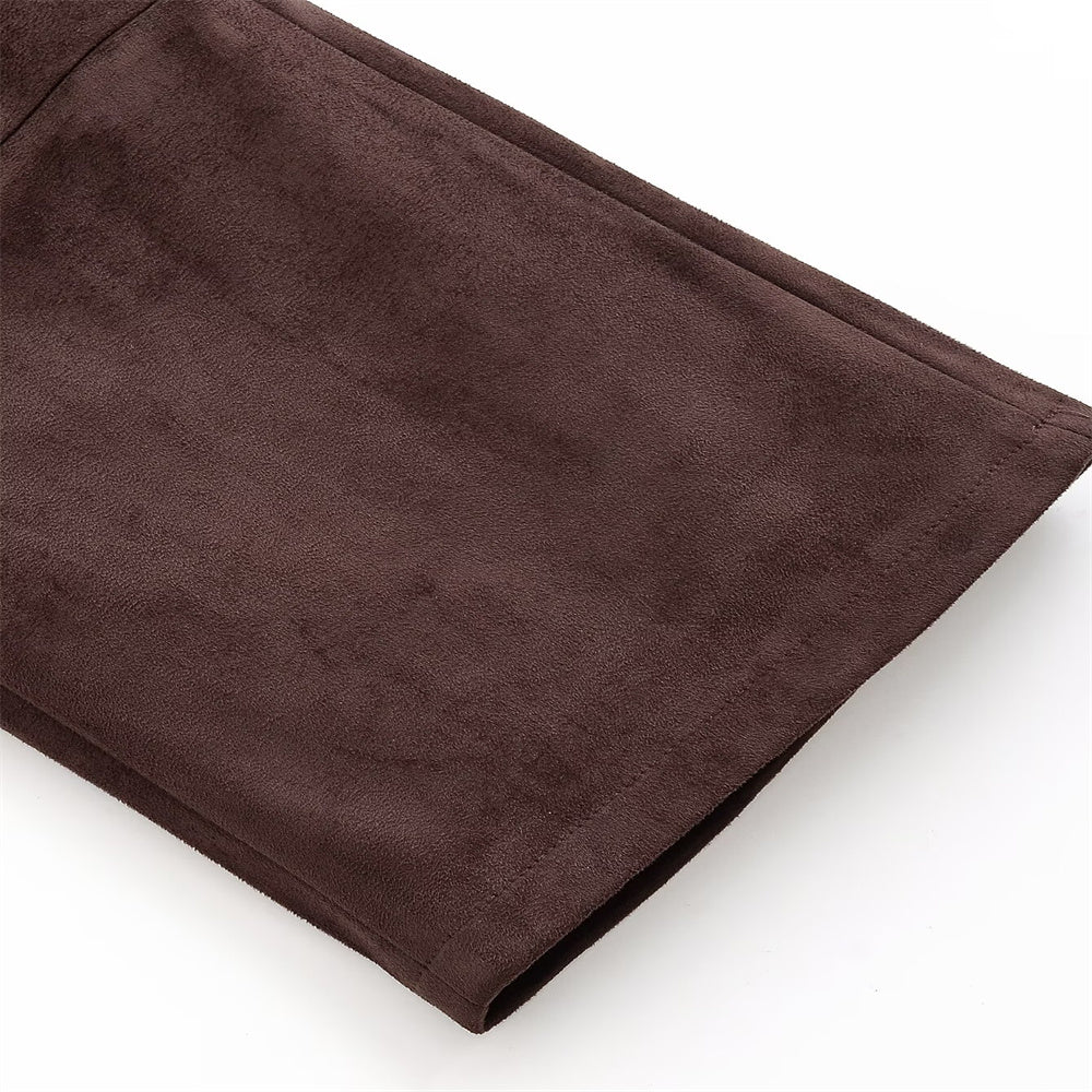 Zweiteiliges Set mit Hemd & Hose aus Samtleder – Stilvoll & Modern