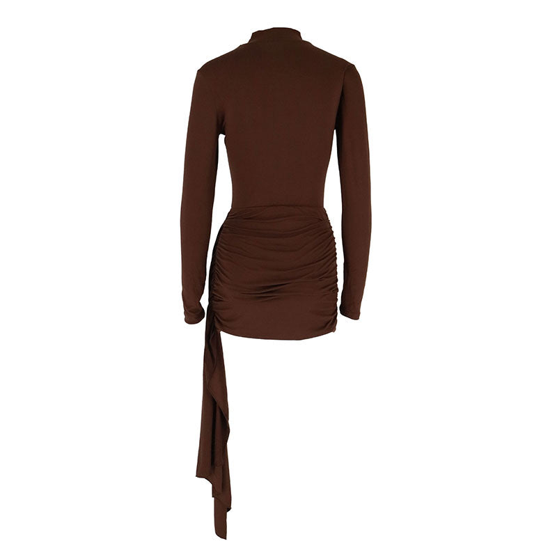 Bodycon Kleid mit Kragen und Raffung