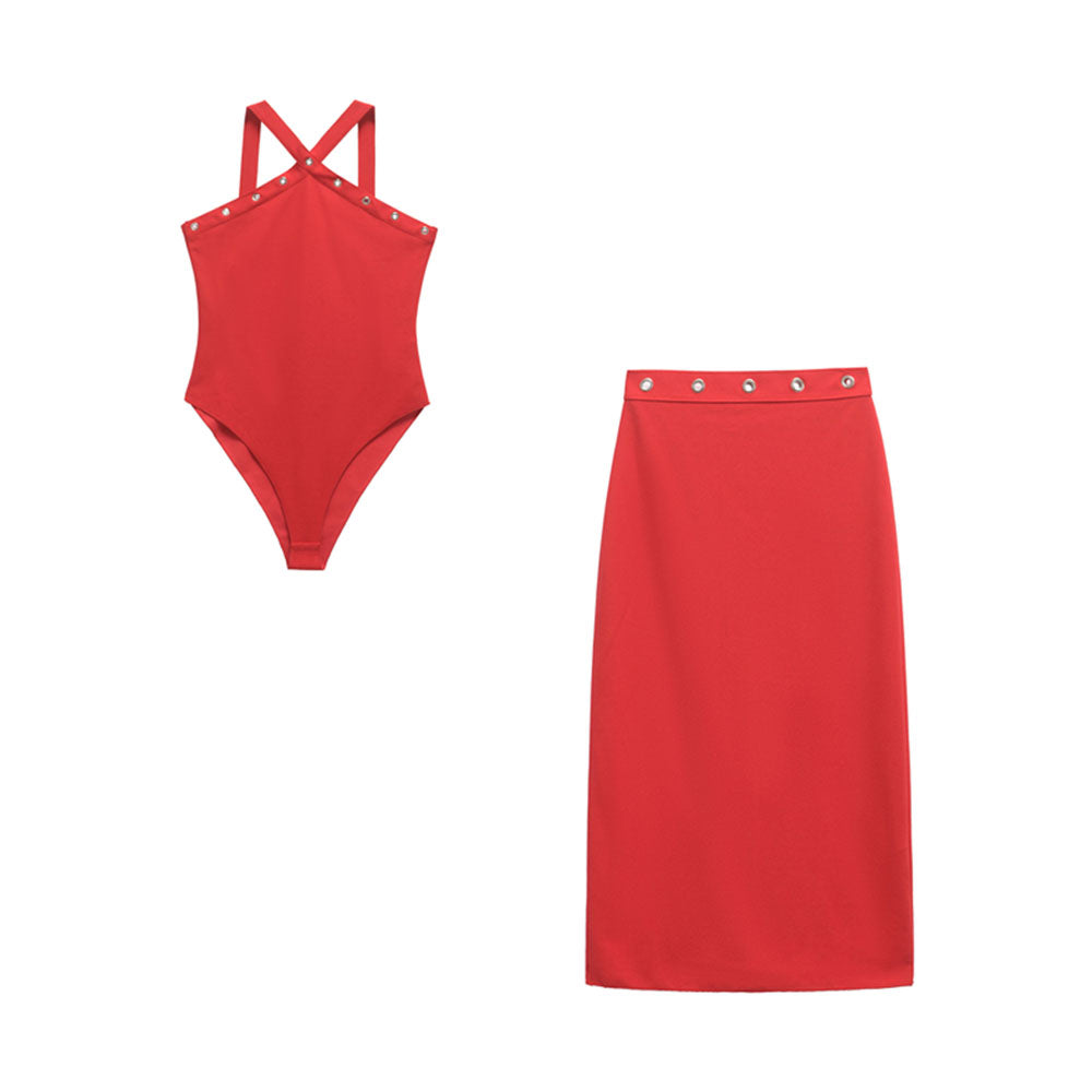 2 Pieces Set mit Body und Midirock