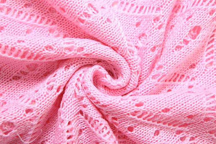 Beach Look Strick Set mit auffälliger Stickerei