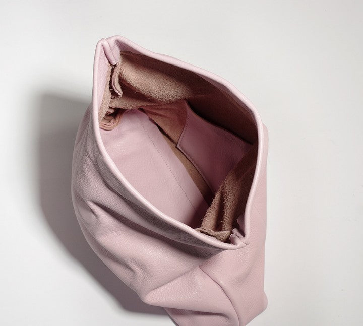 Elegante Clutch aus echtem Leder in Zartrosa