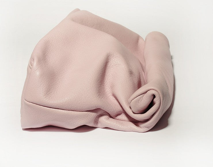 Elegante Clutch aus echtem Leder in Zartrosa