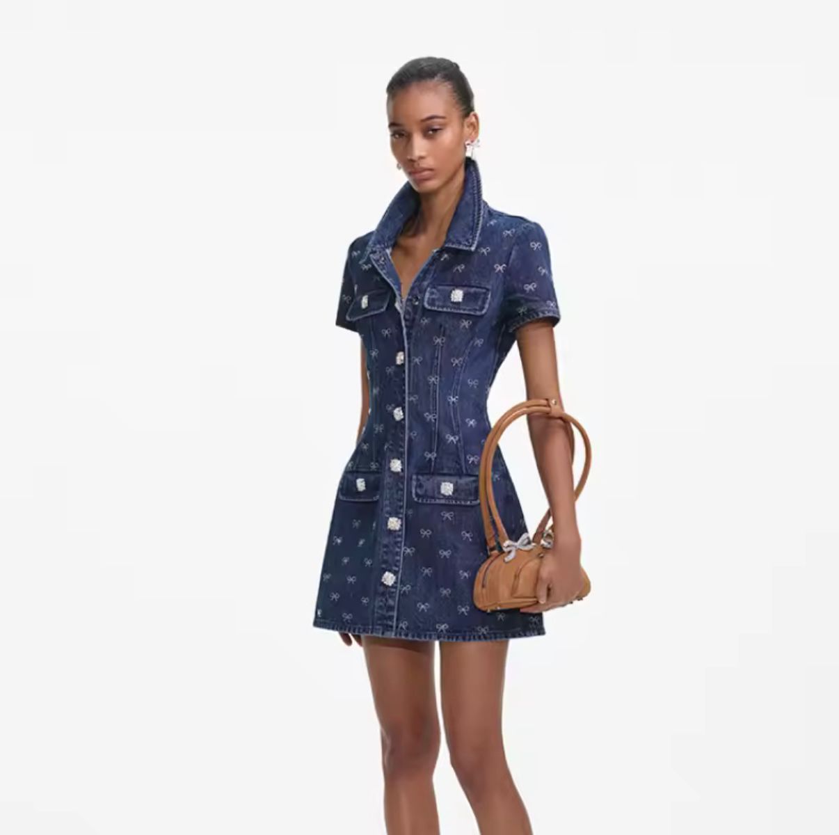 Elegantes Denim-Kleid mit Glitzer Details