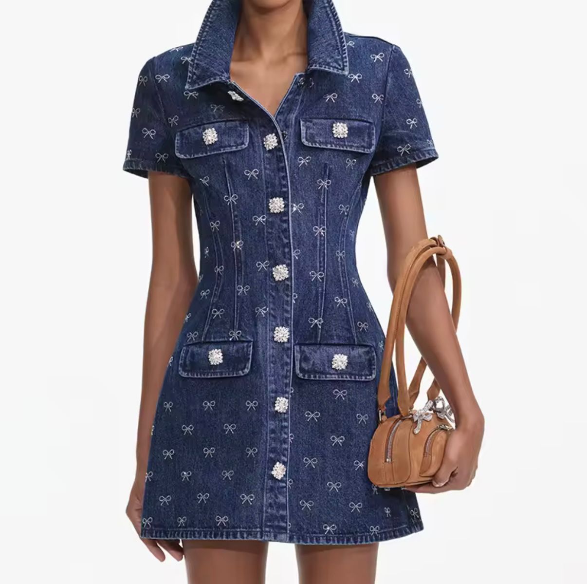 Elegantes Denim-Kleid mit Glitzer Details